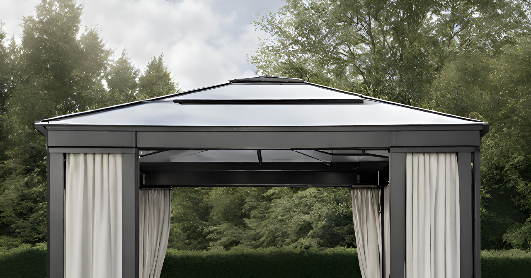 Modern Aluminium Gazebo with White Curtains