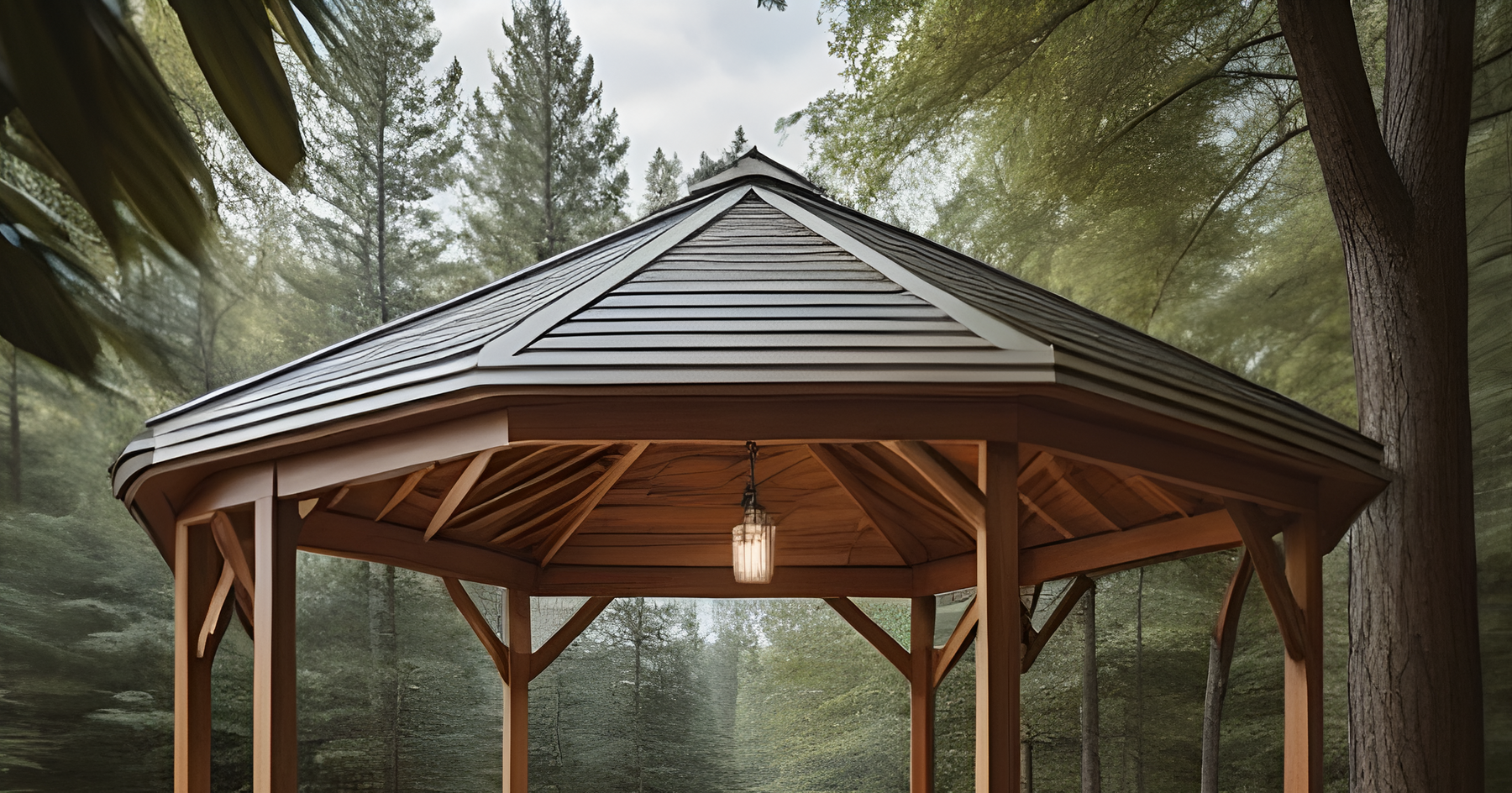 Modern Brown Gazebo on Deck