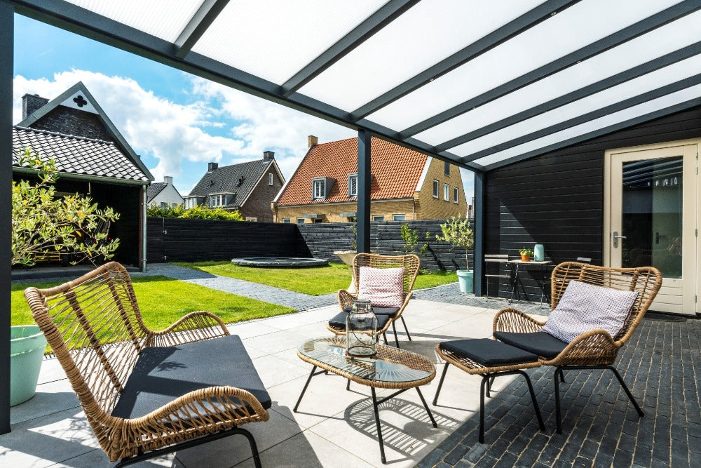Deponti Bosco Aluminium Pergola Veranda Grey - Inside View of Pergola