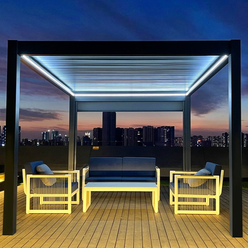 Remanso Luxury Electric Pergola with Sofa Set and Led Lights
