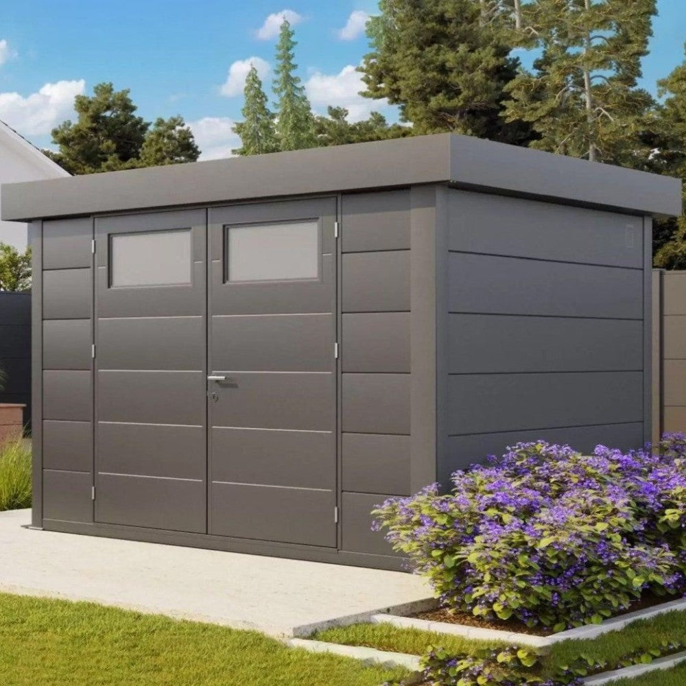 Telluria Eleganto Heavy Duty Steel Shed Front Side View