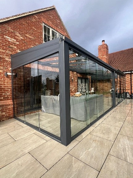 Aluminium Veranda with Sliding Glass Doors Installation - Chertsey