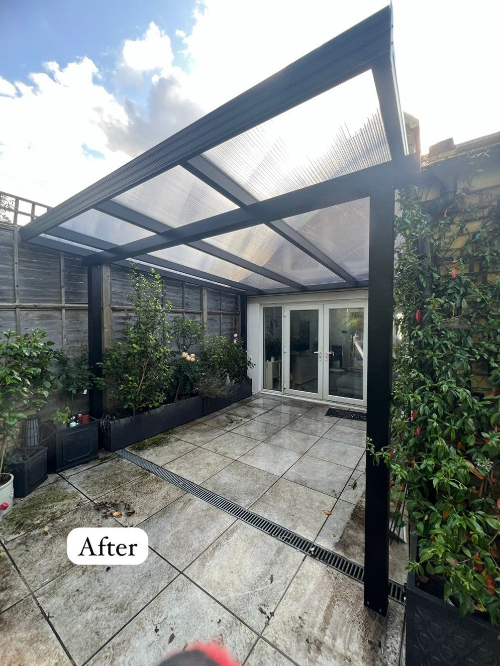 Aluminium Veranda with Polycarb Roof & Heater Installation - London