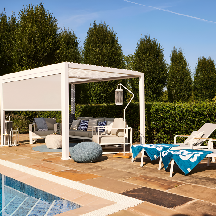 White Aluminium Pergola Pool Side