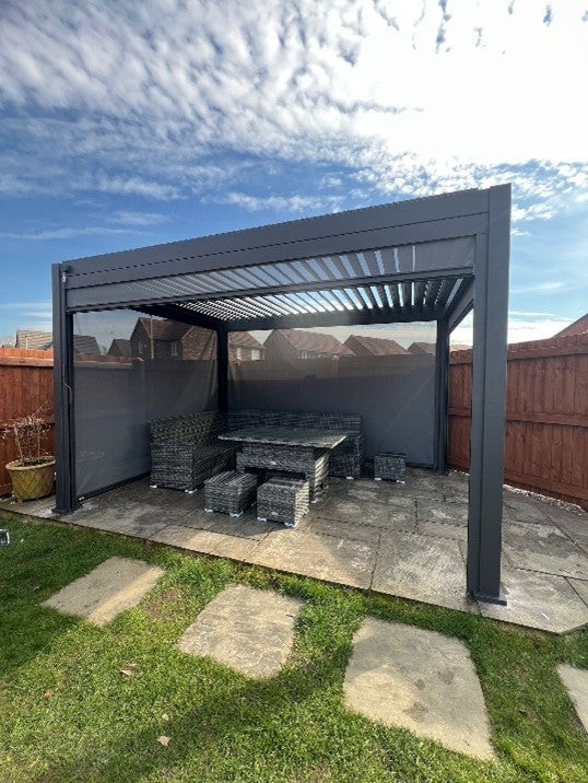 Rota Louvered Pergola with Deluxe Blinds Installation - Winsford