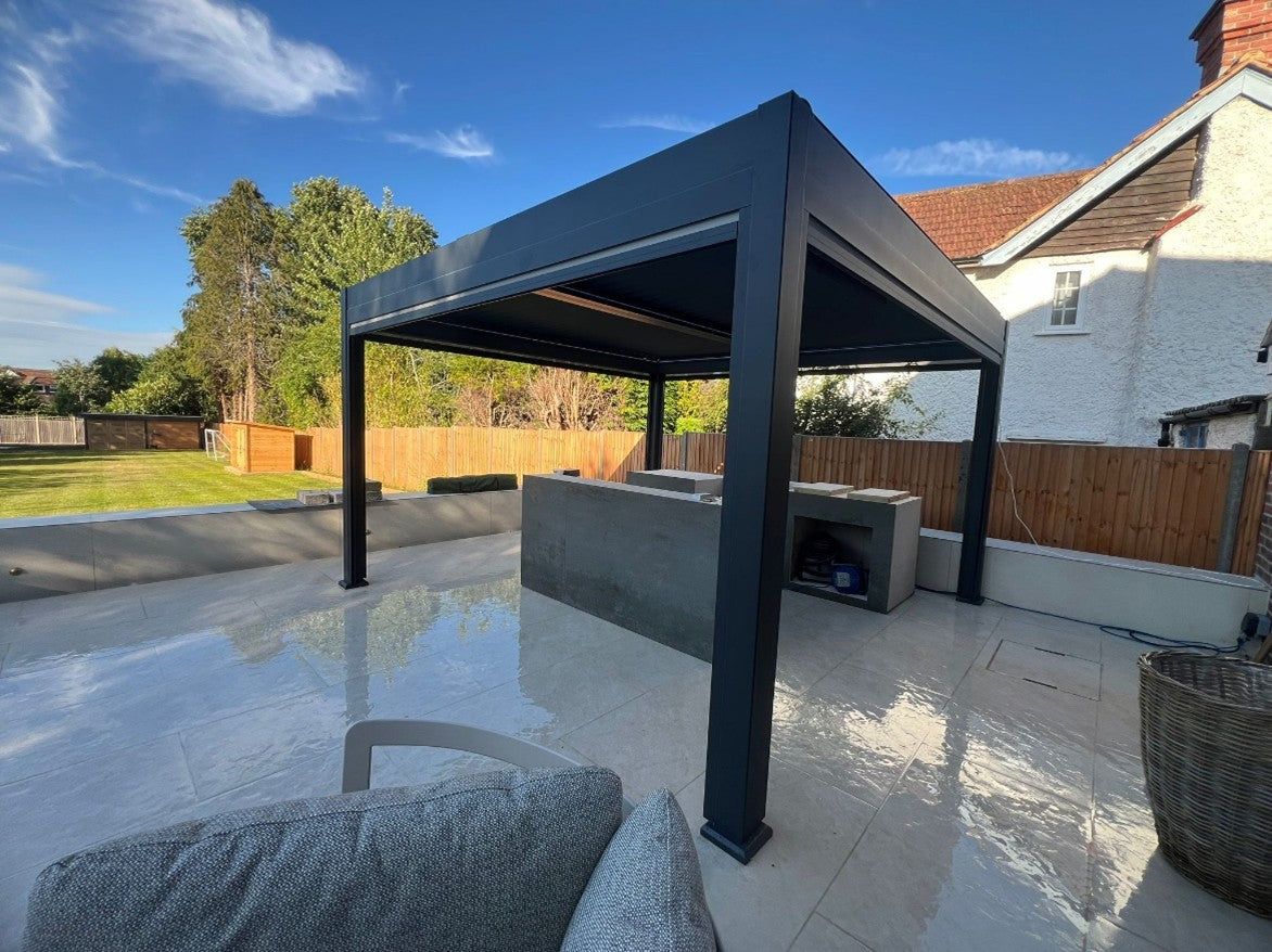 4m x 4x Pergola with Blinds and Heater Installation - Guildford