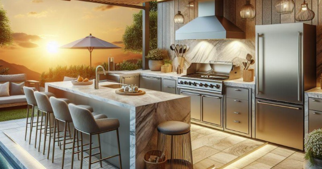Outdoor Kitchen with Sunset