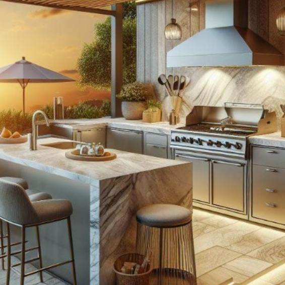 Outdoor Kitchen with Sunset