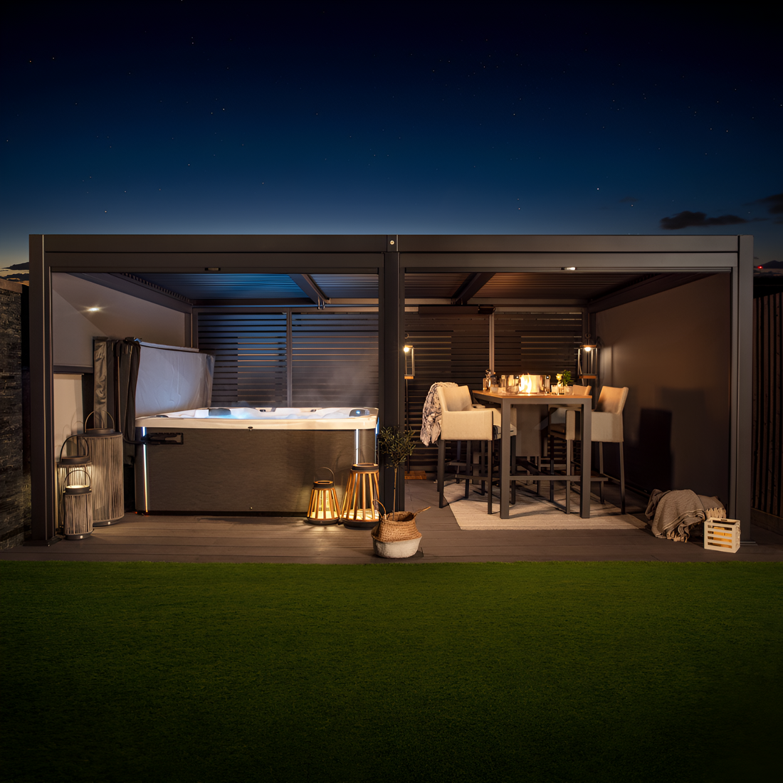 Aluminium Pergola with Tub and High Table