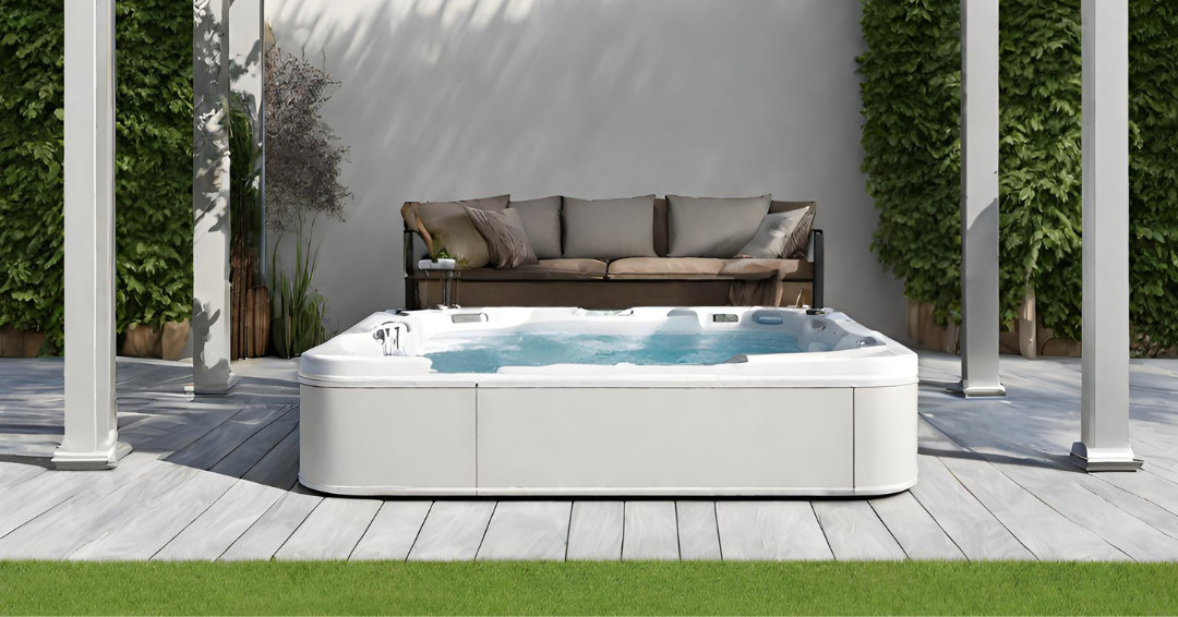 White Aluminium Pergola with Hot tub Inside