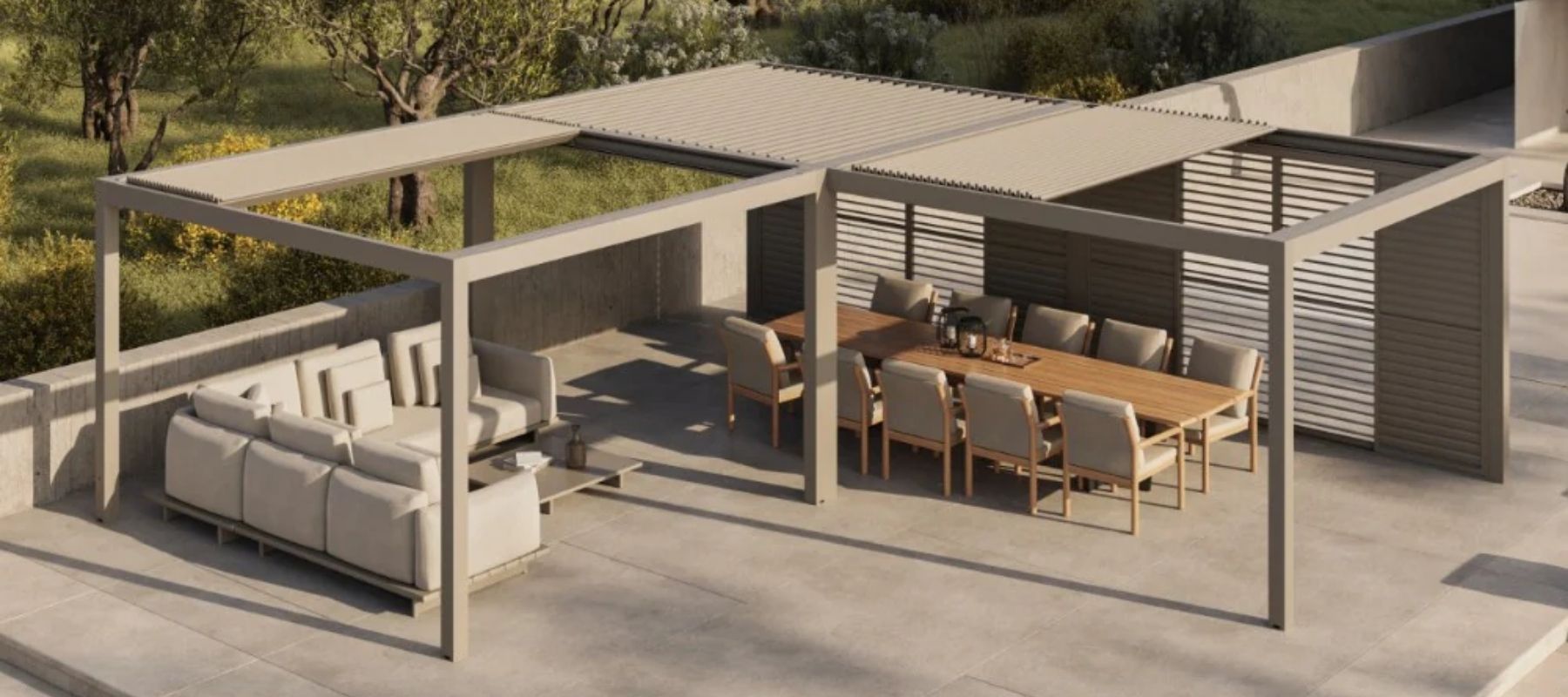 White Gazebo with Sofa Set Winter Season