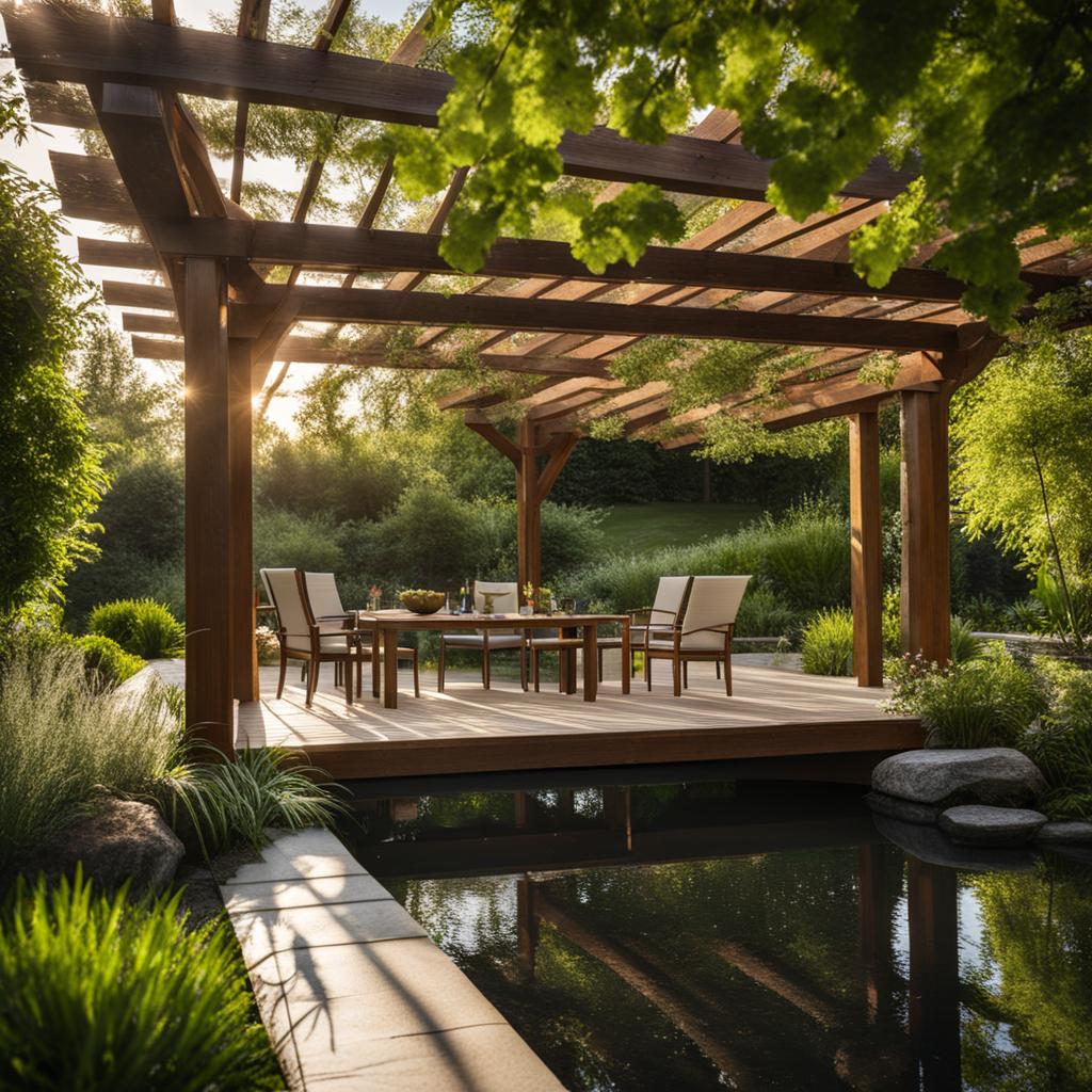 Will a pergola stop herons? Pergola next to pond