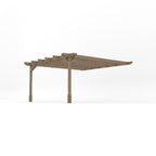 Wall Mounted Double Premium Pergola - Rustic Brown - 4.2m Depth x 4.2m Length