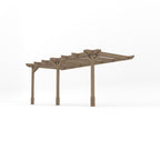Wall Mounted Double Premium Pergola - Rustic Brown - 4.8m Depth x 5.4m Length