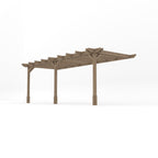 Wall Mounted Double Premium Pergola - Rustic Brown - 2.4m Depth x 6m Length