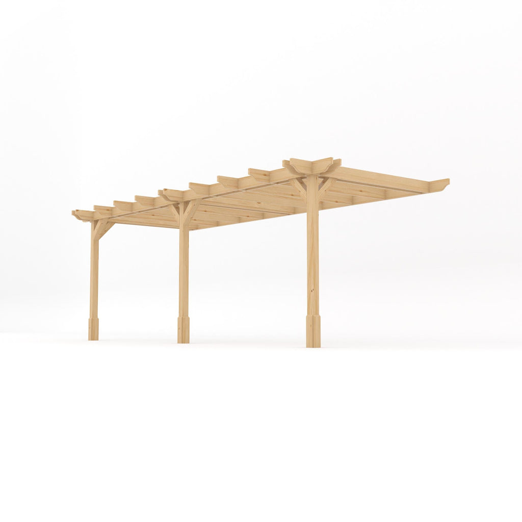 Wall Mounted Double Premium Pergola - Light Green - 4.2m Depth x 6m Length