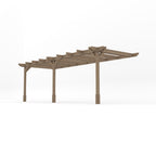 Wall Mounted Double Premium Pergola - Rustic Brown - 3m Depth x 6.6m Length