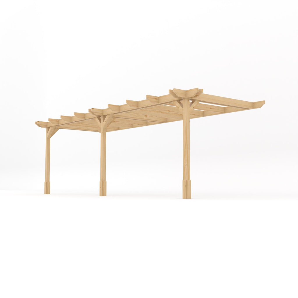 Wall Mounted Double Premium Pergola - Light Green - 3m Depth x 6.6m Length