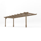 Wall Mounted Double Premium Pergola - Rustic Brown - 4.2m Depth x 7.2m Length
