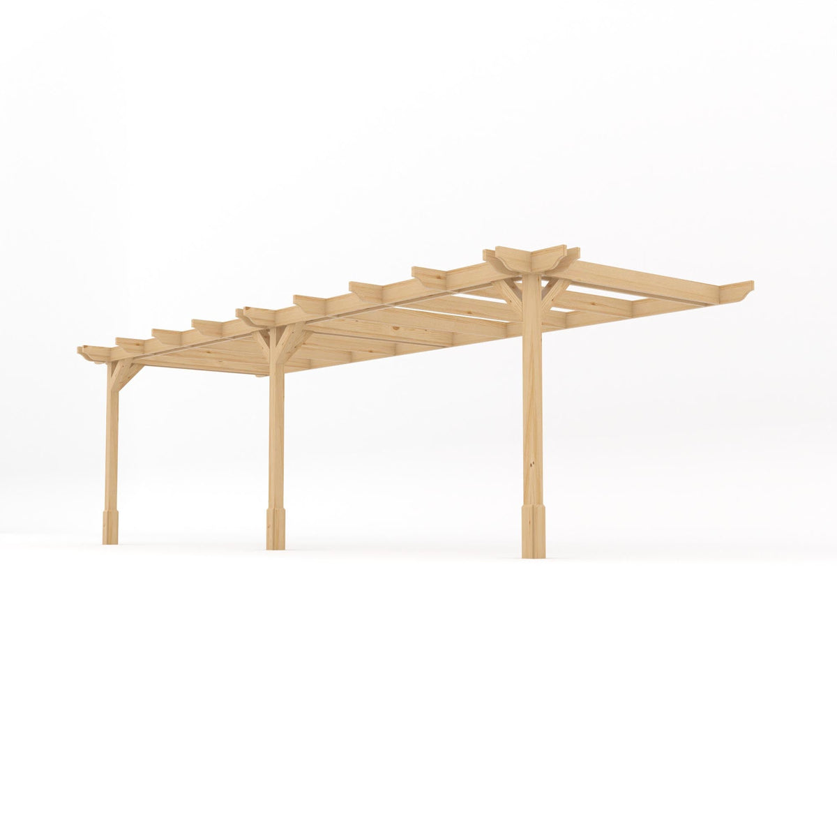 Wall Mounted Double Premium Pergola - Light Green - 3m Depth x 7.2m Length