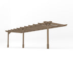 Wall Mounted Double Premium Pergola - Rustic Brown - 4.8m Depth x 7.8m Length