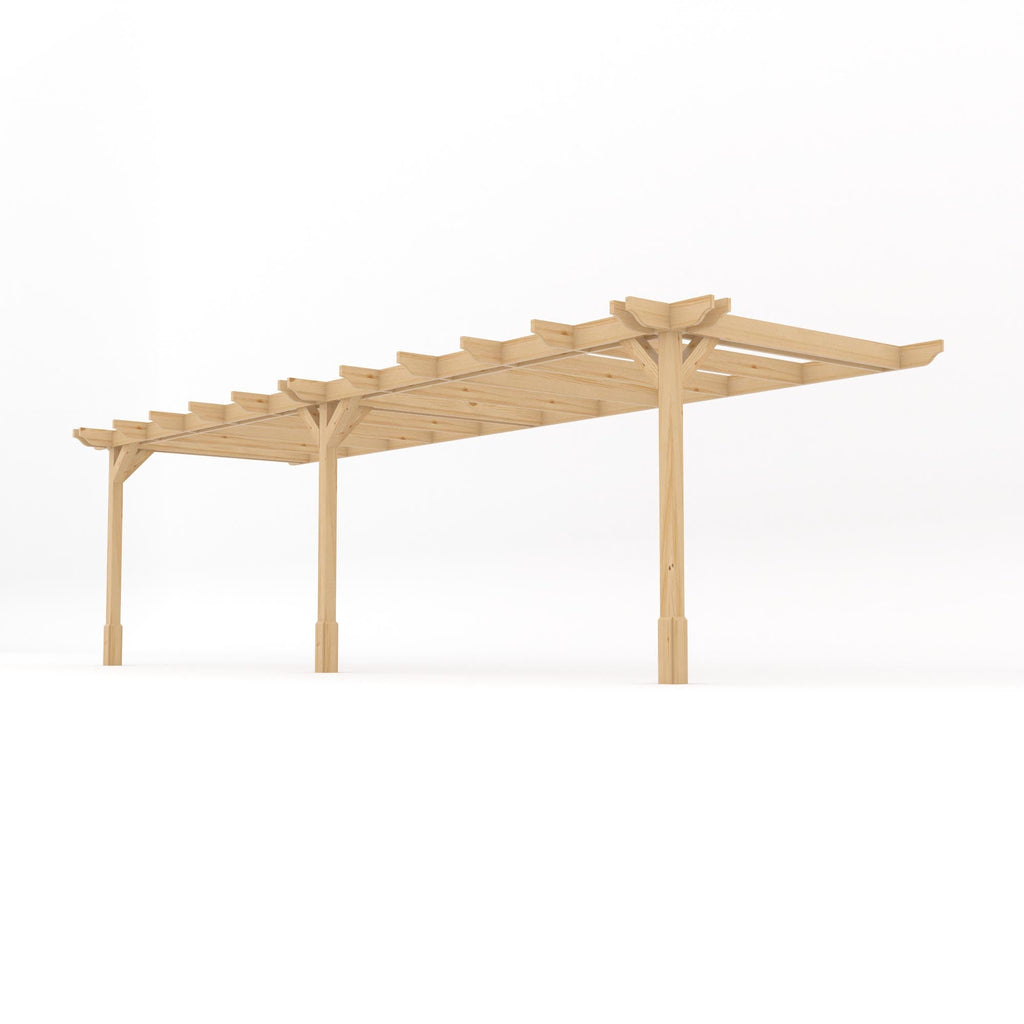 Wall Mounted Double Premium Pergola - Light Green - 3m Depth x 7.8m Length