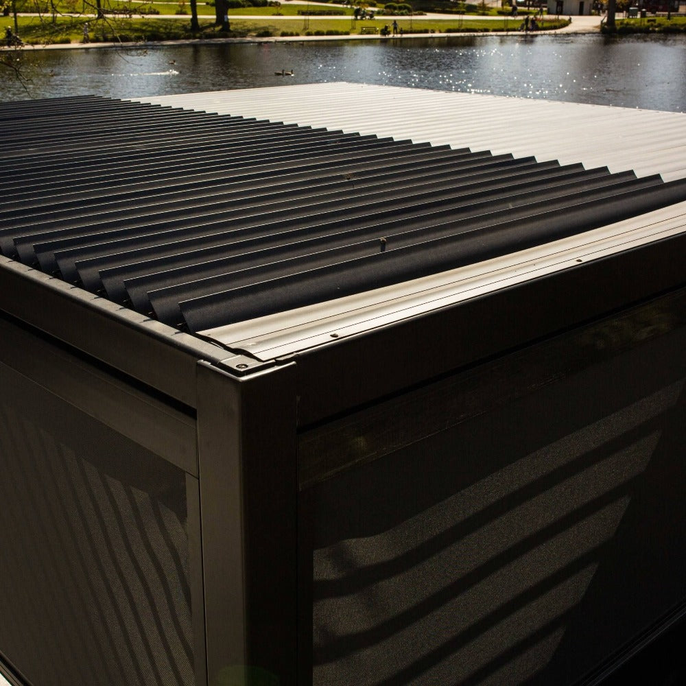 Aluminium Pergola Roof View From Above With Lake