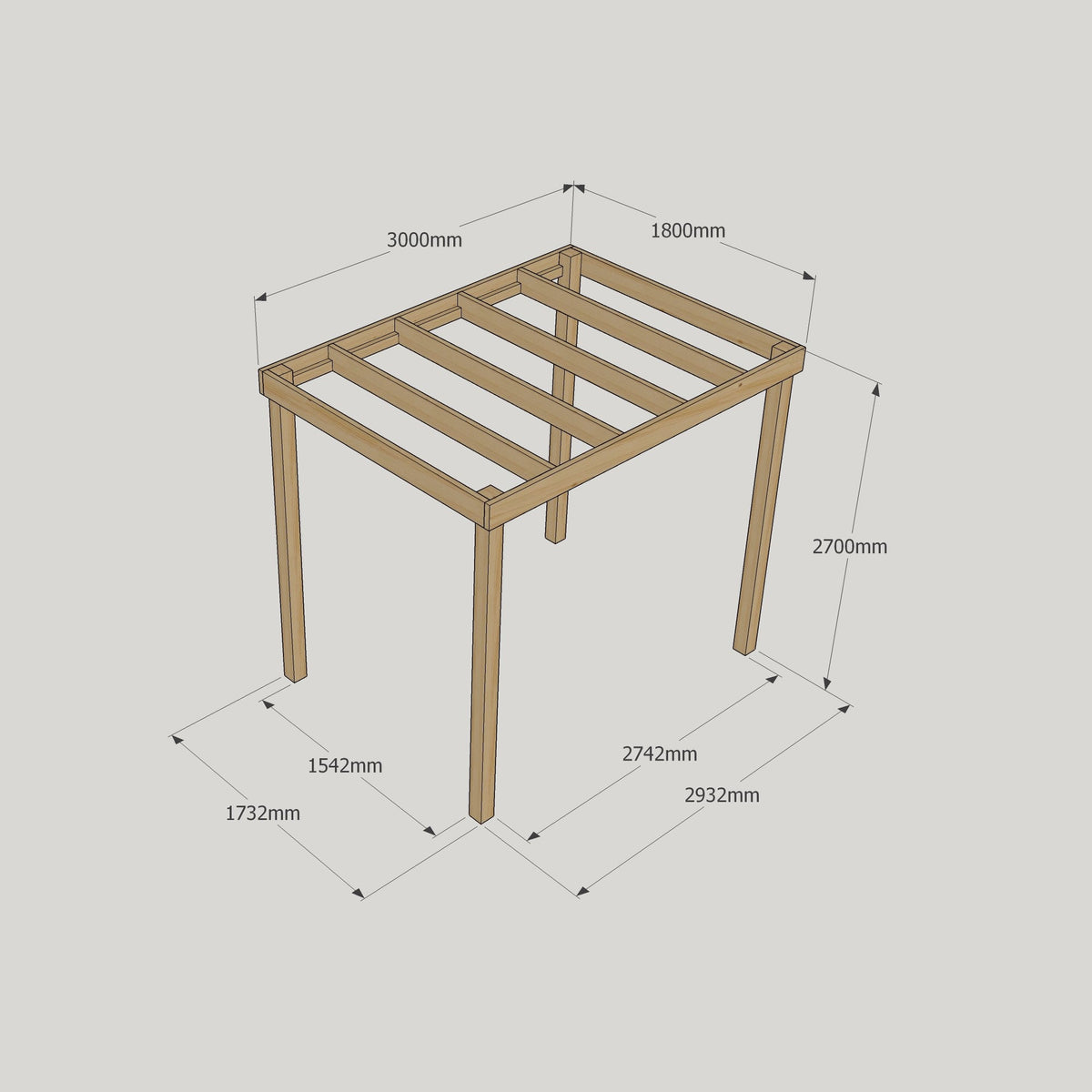 Freestanding Box Pergola - Light Green - 1.8m Width x 3m Length