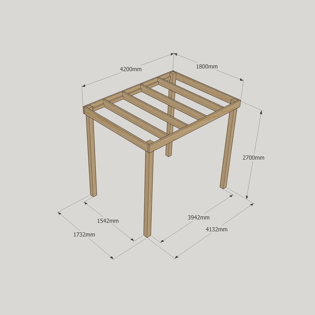 Freestanding Box Pergola - Light Green - 1.8m Width x 4.2m Length