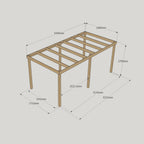 Freestanding Box Pergola - Rustic Brown - 1.8m Width x 5.4m Length