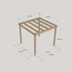 Freestanding Box Pergola - Rustic Brown - 3m Width x 3.6m Length