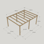 Freestanding Box Pergola - Light Green - 3m Width x 4.8m Length