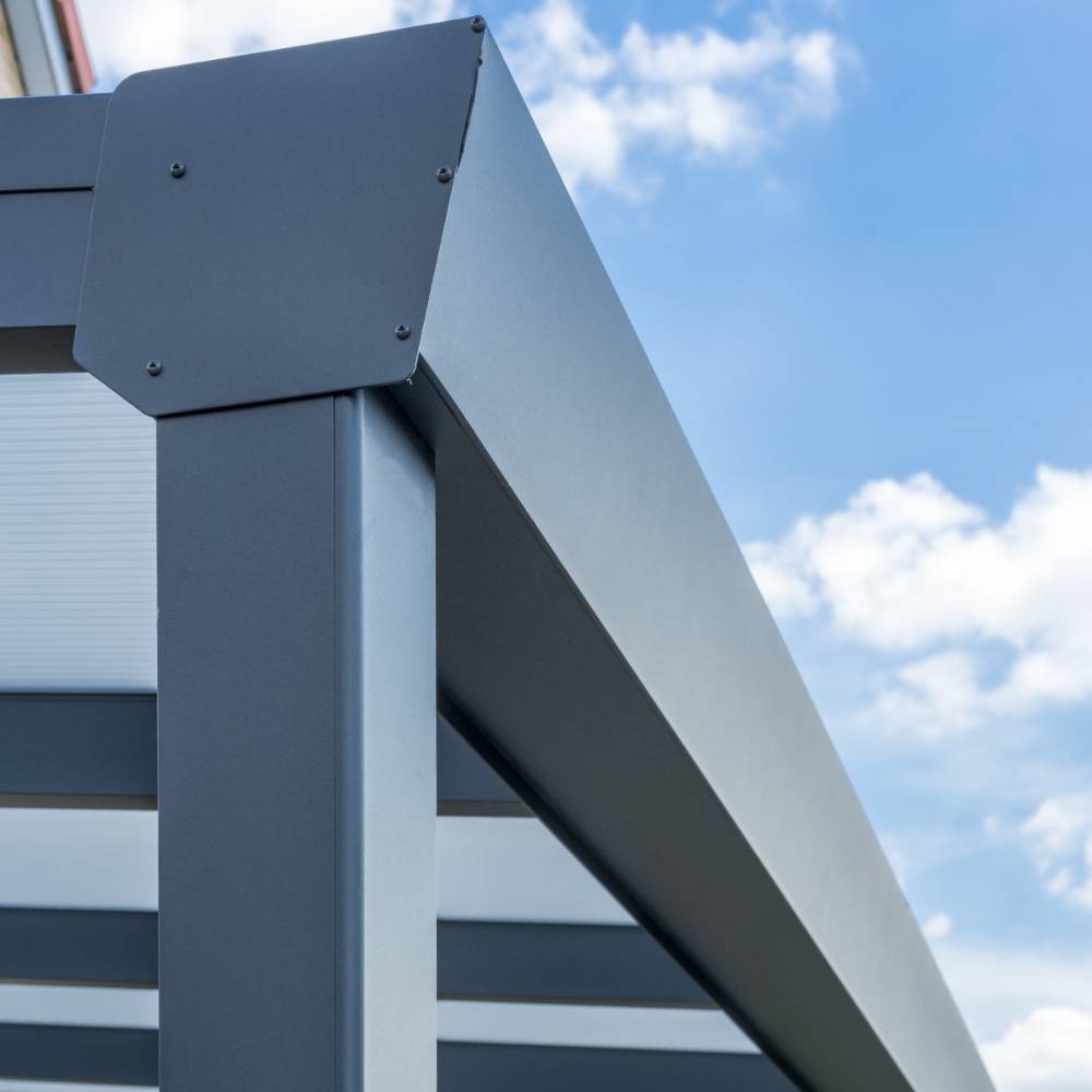 Deponti Giallo Aluminium Pergola Veranda Grey - Gutter View