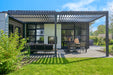 Deponti Pinela Aluminium Pergola Veranda - with Sofa and Dining Table Inside