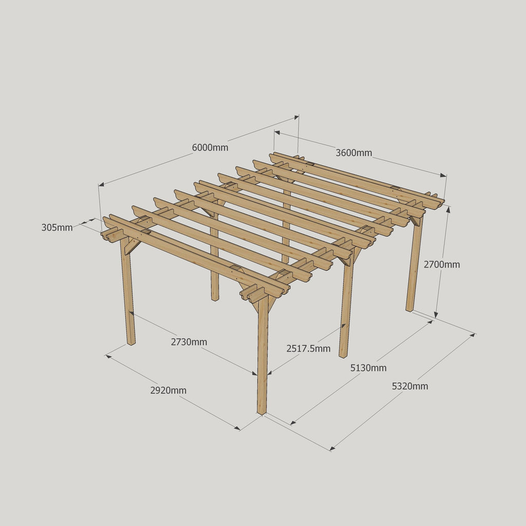 Freestanding Double Garden Pergola - Light Green - 3.6m Width x 6m Length
