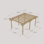 Freestanding Double Garden Pergola - Rustic Brown - 3m Width x 7.2m Length