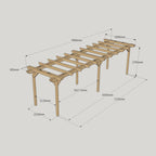 Freestanding Double Garden Pergola - Light Green - 3m Width x 7.8m Length