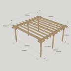 Freestanding Double Garden Pergola - Rustic Brown - 4.2m Width x 7.2m Length