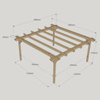 Freestanding Double Garden Pergola - Light Green - 4.8m Width x 4.8m Length