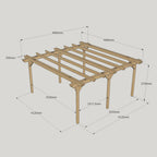 Freestanding Double Garden Pergola - Light Green - 4.8m Width x 4.8m Length
