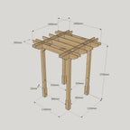 Freestanding Double Premium Pergola - Rustic Brown - 1.8m Width x 1.8m Length