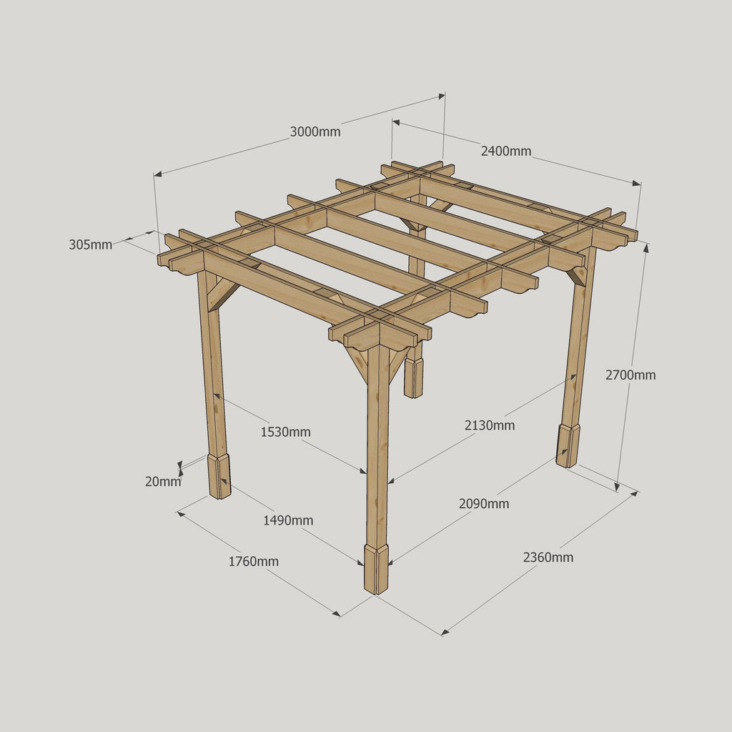 Freestanding Double Premium Pergola - Light Green - 2.4m Width x 3m Length