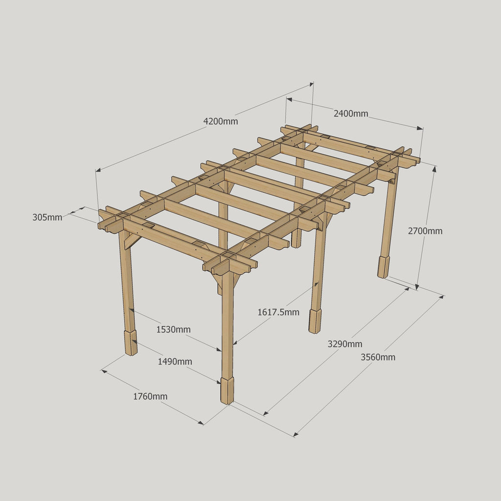 Freestanding Double Premium Pergola - Light Green - 2.4m Width x 4.2m Length