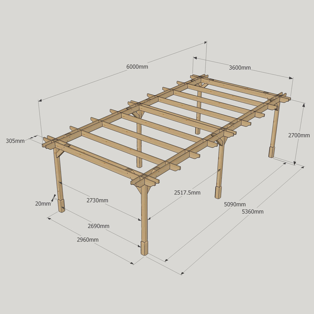 Freestanding Double Premium Pergola - Light Green - 3.6m Width x 6m Length