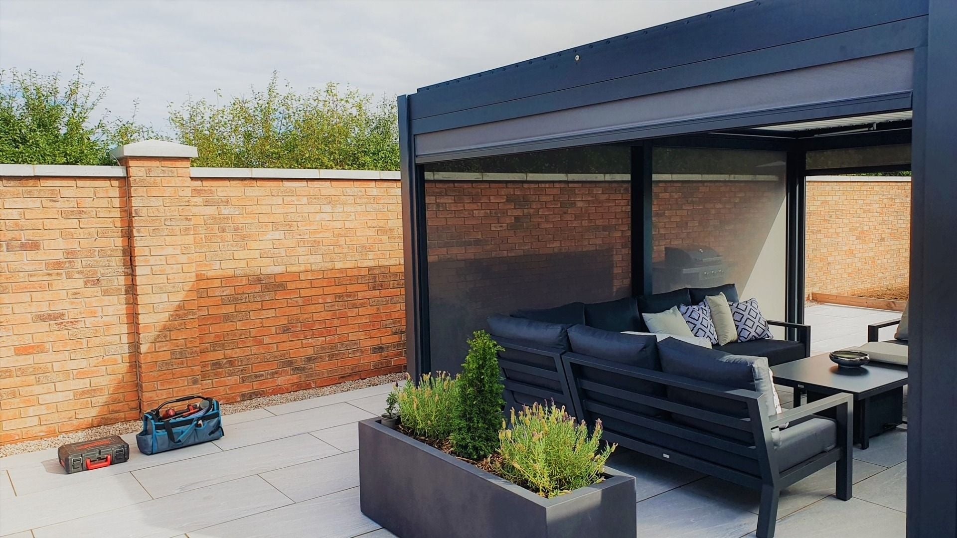 Eclipse Motorised Pergola with Sofa Set Inside