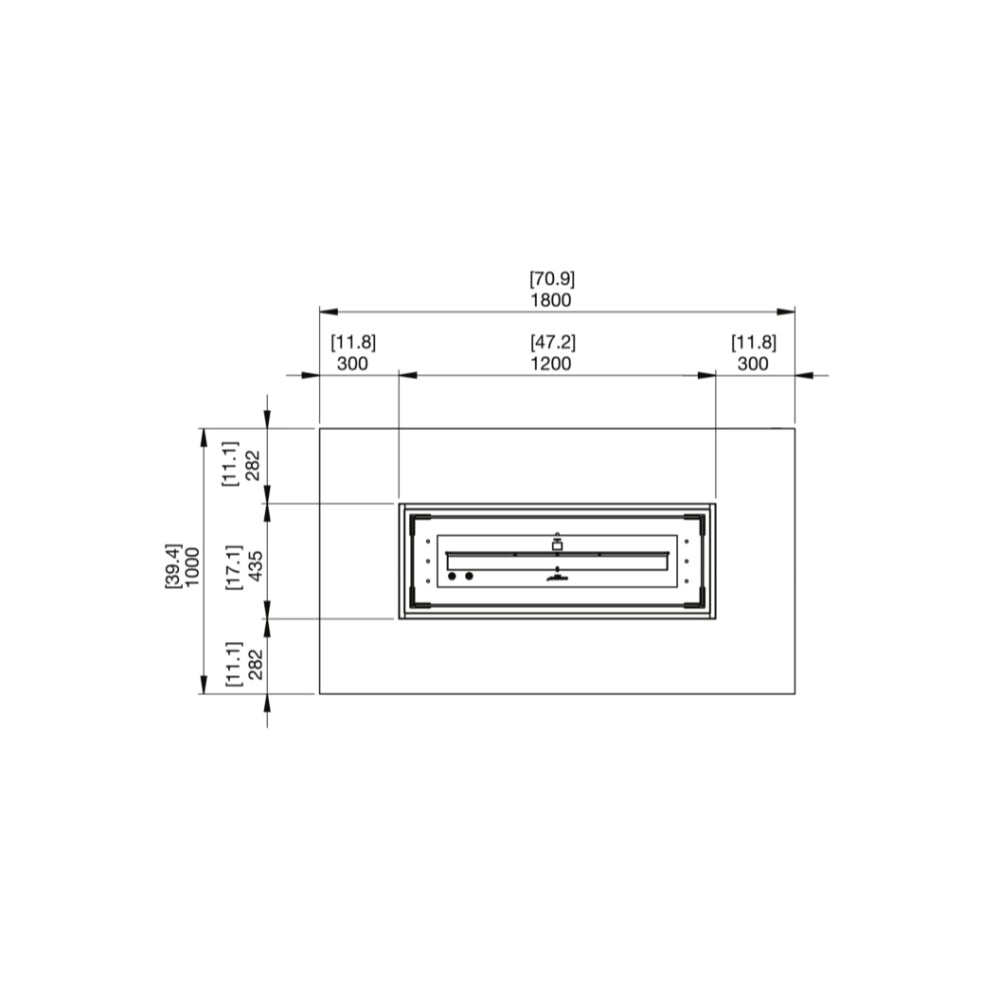 EcoSmart Daiquiri 70 Fire Pit Technical Drawing Top