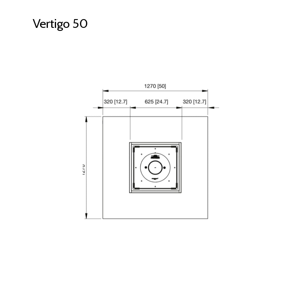 EcoSmart Vertigo 50 Fire Pit Technical Drawing Top
