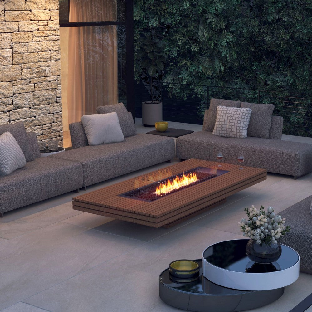 EcoSmart Fire Gin 90 Teak (Low) - Living Room Setting