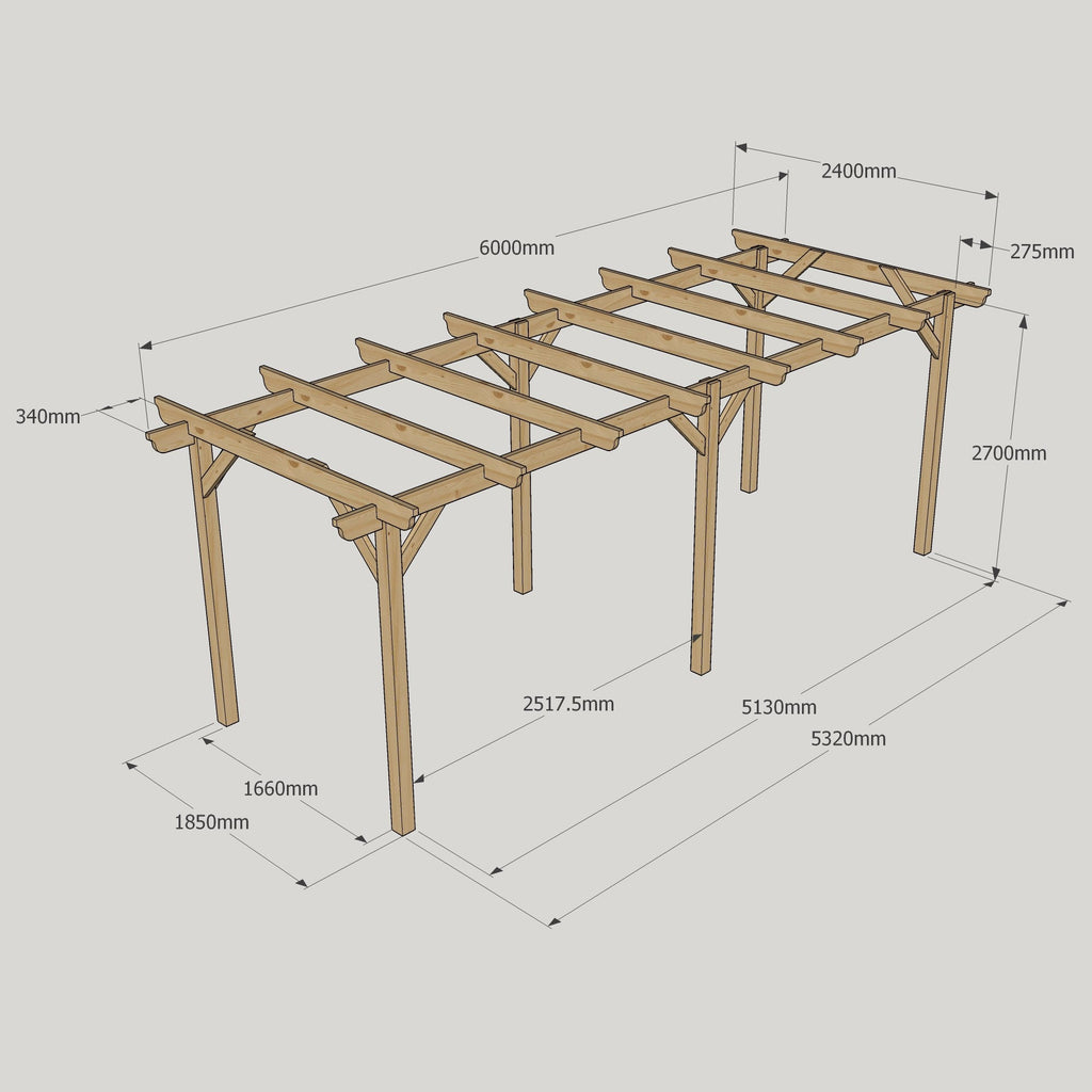Freestanding Garden Pergola - Light Green - 2.4m Width x 6m Length