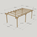 Freestanding Garden Pergola - Light Green - 3.6m Width x 5.4m Length